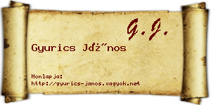 Gyurics János névjegykártya